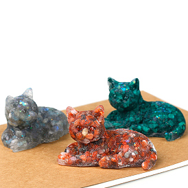 Decoraciones de exhibición de gatos con gemas, estatuilla de resina de lentejuelas decoración del hogar, para el hogar adorno de feng shui