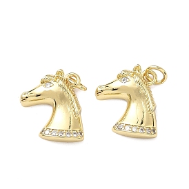 Латунные микропаве прозрачные подвески с фианитом, прелести голова лошади