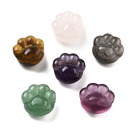 Natural Mixed Gemstone Carved Beads, Paw Print