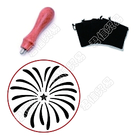 1Pc Brass Stamp Head, 1Pc Pear Wood Handle and 1Pc Rectangle Velvet Pouches, For Wax Seal Stamp