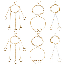 6шт. 3 стили: кольца на палец ноги и лодыжку из железа, искусственного жемчуга и алюминия, цепочки, для женщин, белые