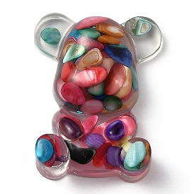 Resin Display Decorations, with Natural Shell Shards Inside, Bear