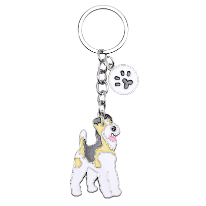 WEWAYSMILE Dog Keychain Car Keychain Pet Pendant Key-Ring Lovely Dog Key-ring Portable Metal Keychain Gift for Pet Lover Birthday Puppy Theme Party Supplies (Terrier)