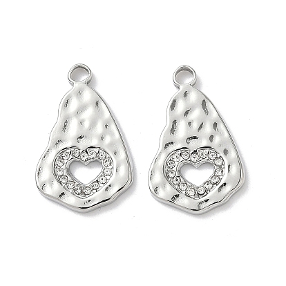 304 подвески из нержавеющей стали, со стразами, сердце