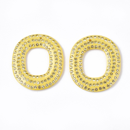 Pendentifs acryliques, avec strass, ovale