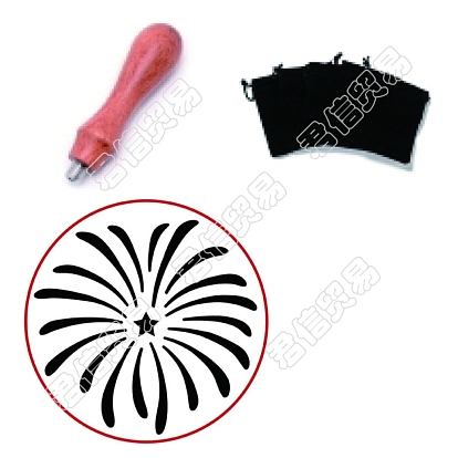 1Pc Brass Stamp Head, 1Pc Pear Wood Handle and 1Pc Rectangle Velvet Pouches, For Wax Seal Stamp