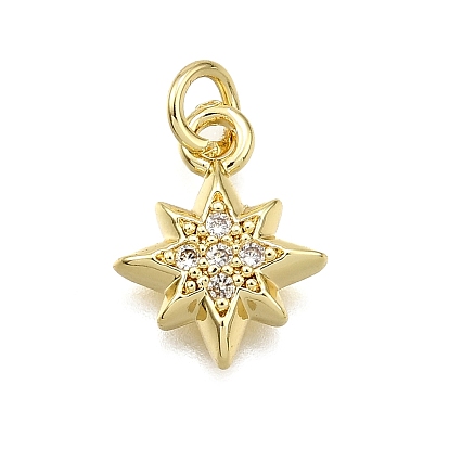 Латунные микро проложить кубического циркония подвески, звезда, долговечный, без свинца и без кадмия, стойки покрытие, с целью перехода в кольце