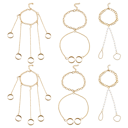 6шт. 3 стили: кольца на палец ноги и лодыжку из железа, искусственного жемчуга и алюминия, цепочки, для женщин, белые