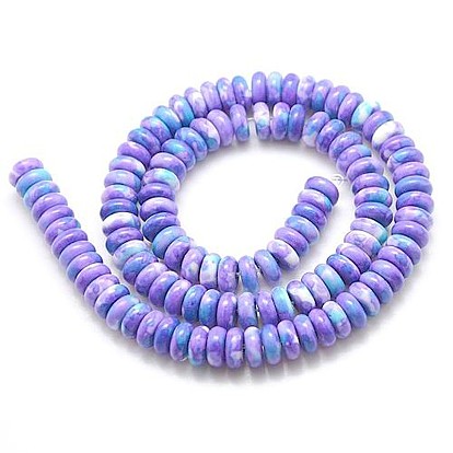 Synthetic Ocean White Jade Rondelle Beads Strands, Dyed, 8x3.5mm, Hole: 1mm, about 115pcs/strand, 15.74 inch