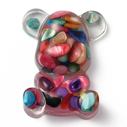 Resin Display Decorations, with Natural Shell Shards Inside, Bear