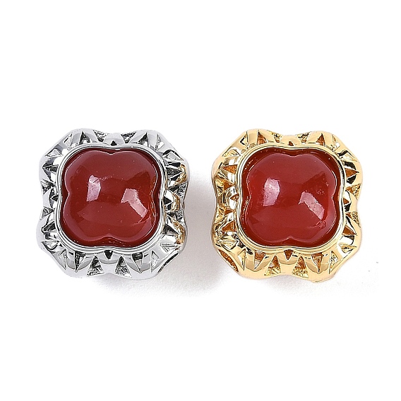 Латунные бусины из натурального сердолика (окрашенные и нагретые), квадратный