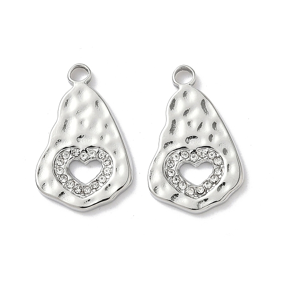 304 подвески из нержавеющей стали, со стразами, сердце