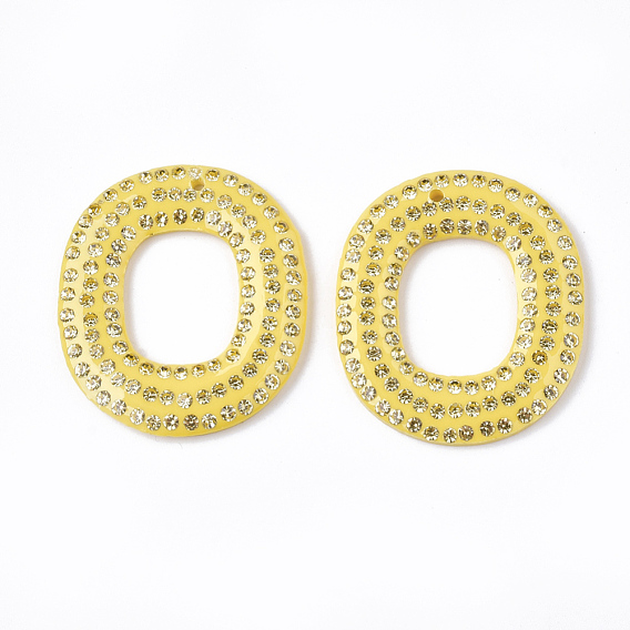 Acrylic Pendants, with Rhinestone, Oval