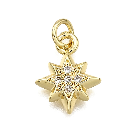 Латунные микро проложить кубического циркония подвески, звезда, долговечный, без свинца и без кадмия, стойки покрытие, с целью перехода в кольце