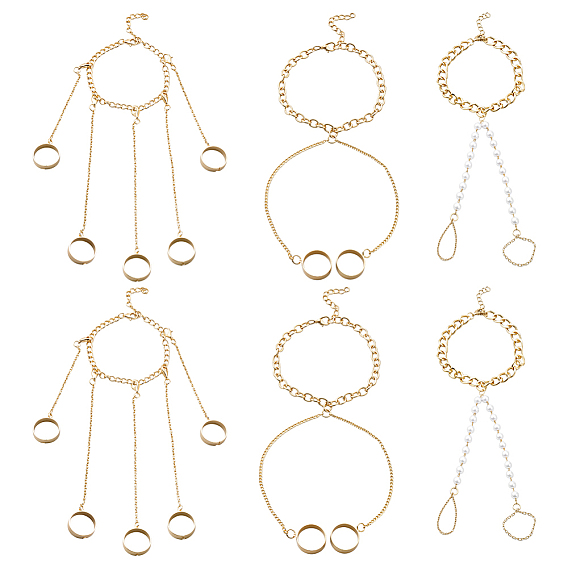 6шт. 3 стили: кольца на палец ноги и лодыжку из железа, искусственного жемчуга и алюминия, цепочки, для женщин, белые