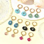 Stainless Steel with Natural & Synthetic Mixed Gemstone Dangle Earrings, Round, Golden