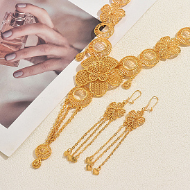 Элегантные серьги и колье из сплава с ажурными цветочными кисточками для женщин.