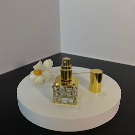 Square Empty Portable Glass Spray Bottles, with Aluminum Cover, Travel Perfume Container