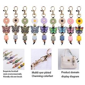 Silicone Cartoon Butterfly Flower Pendant Decorations, for Home Car Bag Hanging Ornaments