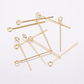 Brass Eye Pin, Long-Lasting Plated, Real 18K Gold Plated, Cadmium Free & Nickel Free & Lead Free