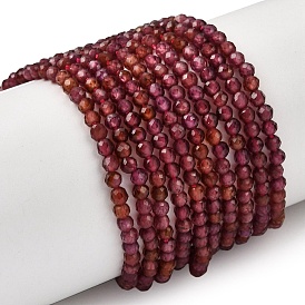 Natural Garnet Beads Strands, Faceted, Round