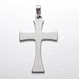 201 Stainless Steel Big Pendants, Lord's Prayer Cross