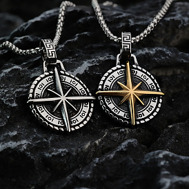 Винтажный 304 кулон-компас в виде звезды викинга из нержавеющей стали на цепочке для мужчин
