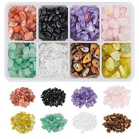 Natural Gemstone and Glass Chip Beads Sets, for Jewelry Making