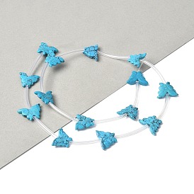 Окрашенные синтетические бирюзовые бусы нити, бабочка, с пластиковыми трубчатыми бусинами