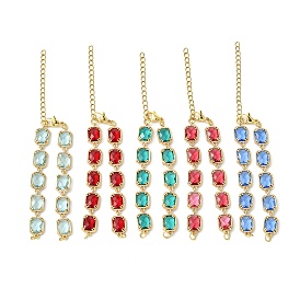 Изготовление браслета из прямоугольных звеньев из латуни и стекла, золотые