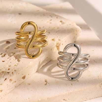 Line 304 Stainless Steel Cuff Open Rings, Letter S