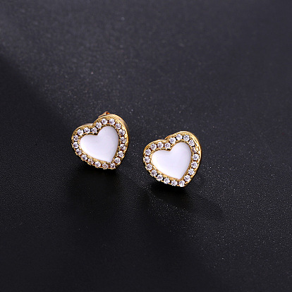 Minimalist Gold-plated Zircon Drop Oil Love Heart Earrings - Delicate, Daily, Lightweight.