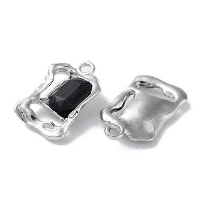 Alloy with Glass Pendant, Twist Rectangle Charms, Lead Free & Cadmium Free