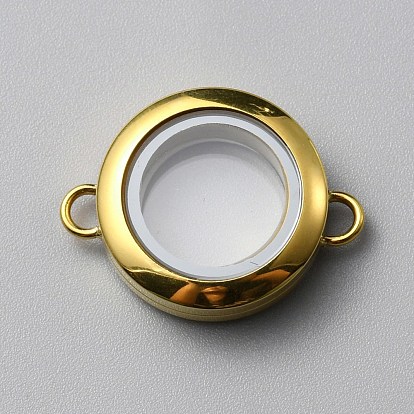 Плоские круглые 304 подвески-медальоны из нержавеющей стали с подвесками-соединителями, со стеклом, ссылки на медальон памяти