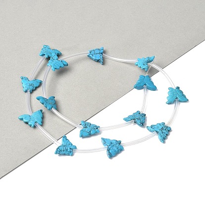 Окрашенные синтетические бирюзовые бусы нити, бабочка, с пластиковыми трубчатыми бусинами