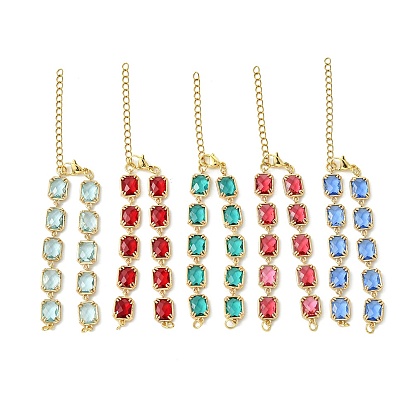 Изготовление браслета из прямоугольных звеньев из латуни и стекла, золотые