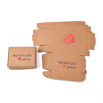 Подарочная коробка для крафт-бумаги, украшение свадьбы, складные коробки, с сердцем шаблон