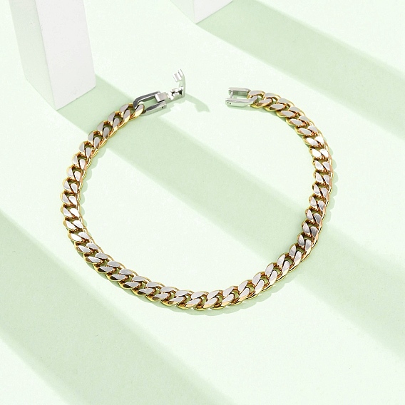 304 Браслеты из нержавеющей стали с кубинским плетением для женщин, граненые, ионное покрытие (ip)