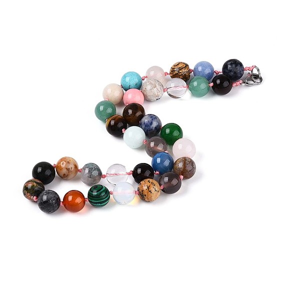 Ожерелья из круглых бусин из натуральных и синтетических камней, платина