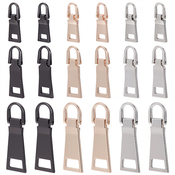 18 шт. 9 стили сплав молнии язычки, прямоугольные