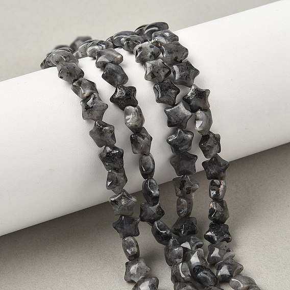 Натуральные бусины-звездочки из ларвикита