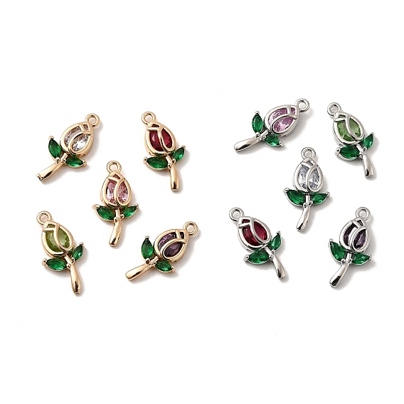 Латунные микро проложить кубического циркония подвески, цветок