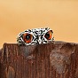 Resin Owl Adjustable Ring, Antique Silver Alloy Ring