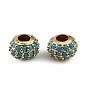 Brass Micro Pave Steel Blue Cubic Zirconia Beads, Rondelle, Rack Plating, Long-Lasting Plated, Cadmium Free & Lead Free