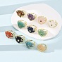 Natural & Synthetic Gemstone Cuff Rings, Shell Shape, Brass Micro Pave Cubic Zirconia Cuff Open Rings, Golden