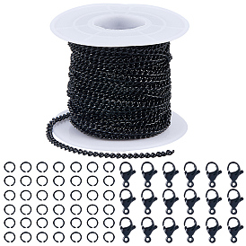 10м электрофорез несваренных железных цепей, с 50 соединительными кольцами, 20шт. застежек-клешней для лобстеров и 1шт. пластиковых катушек