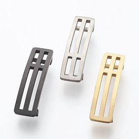 304 Stainless Steel Slide Charms, Rectangle with Cross