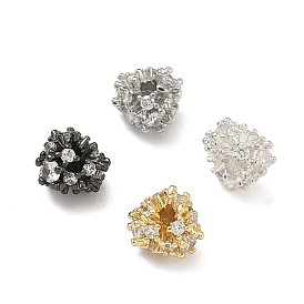 Латунные прозрачные бусины из кубического циркония, без кадмия и без свинца, стойки покрытие, долговечный, цветок