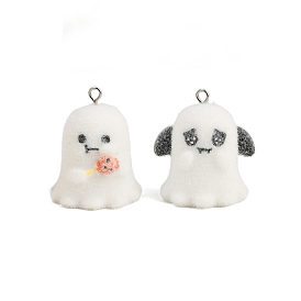 Подвески из непрозрачной смолы на Хэллоуин, призрак, с петлей из платинового сплава