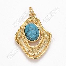 Bronce colgantes de color turquesa sintética, larga duración plateado, real 12 k chapado en oro, pepitas